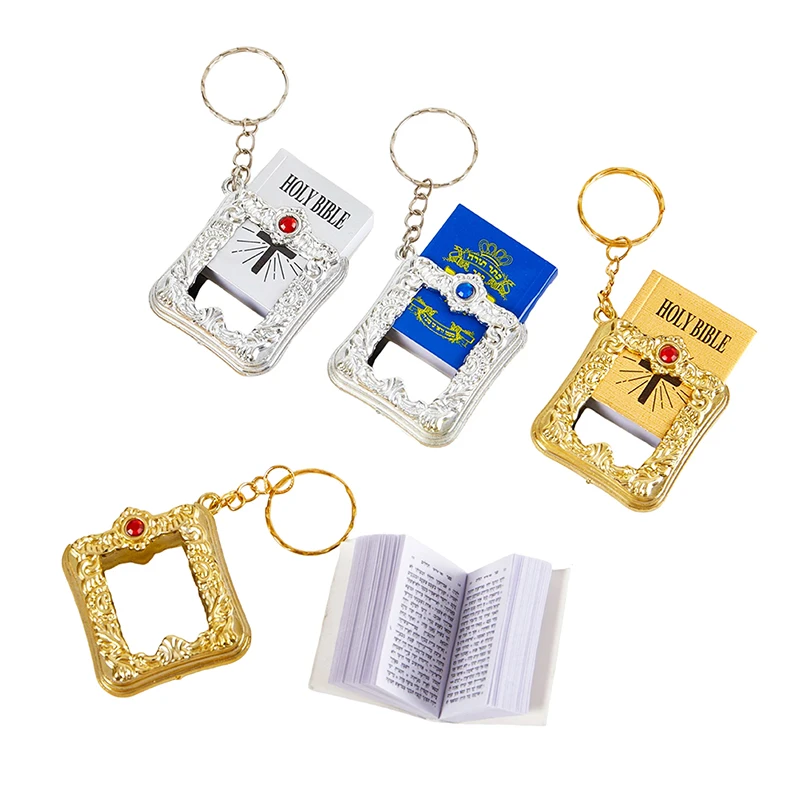 

English Mini HOLY Bible Keychain Religious Christian Jesus Cross Key Chain Women Prayer God Bless Gift Souvenirs Keyring