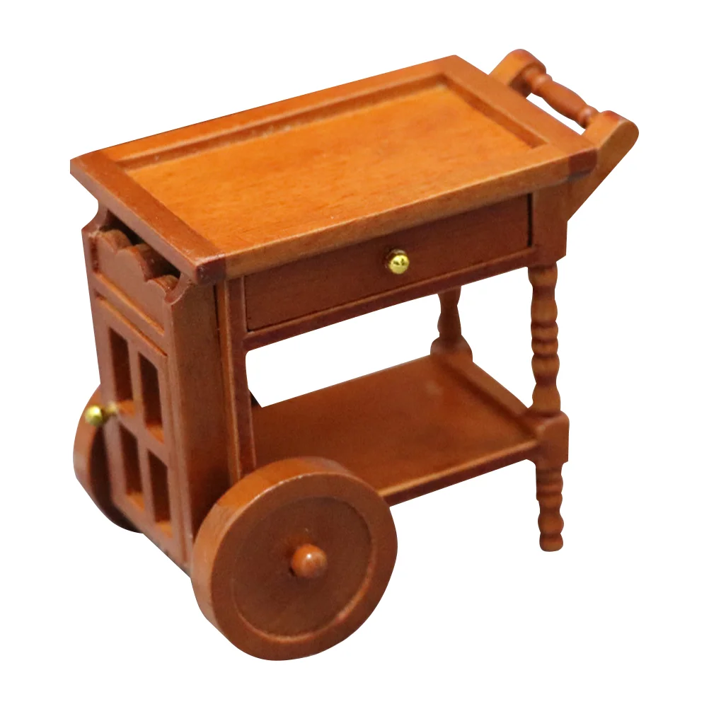 

Dining Car Model Adornment Wooden Trolley Ornament Doll House Layout Scene Decoration