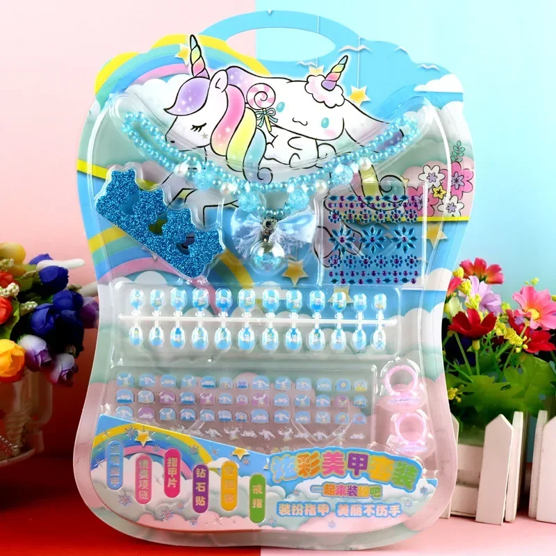 Наклейки для ногтей Hello Kitty Kuromi Cinnamoroll детское ожерелье с бриллиантами и браслет
