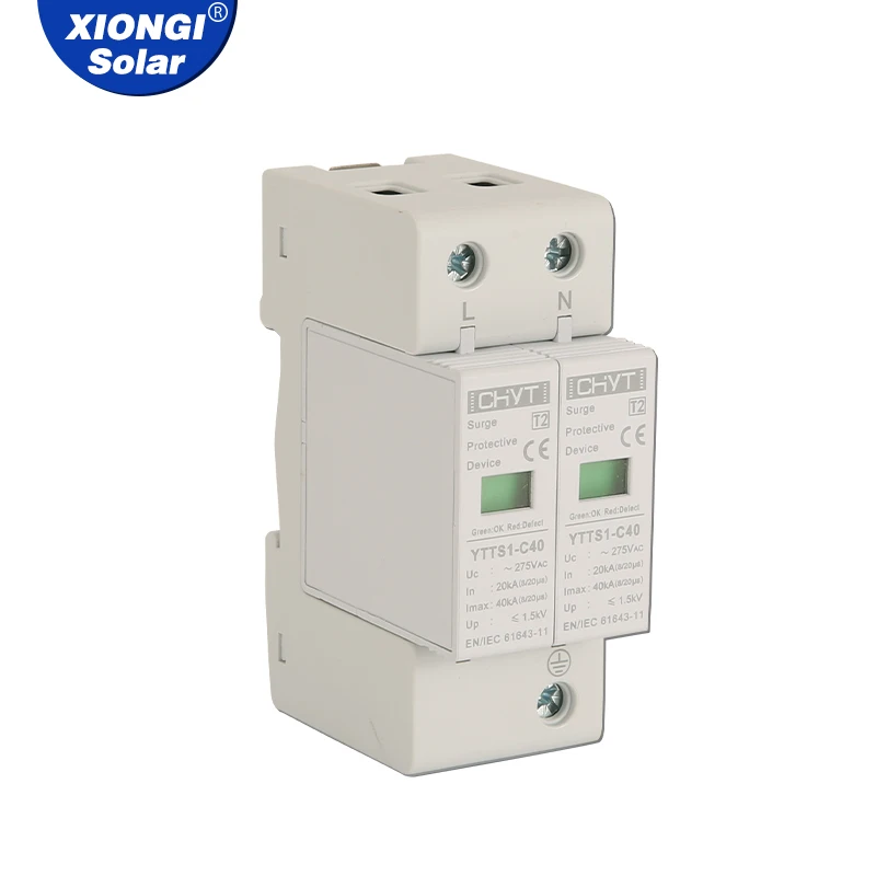 XIONGI SolarYTTS1-C40 SPD 2P 275 В переменного тока 40KA Защита от перенапряжения Молния
