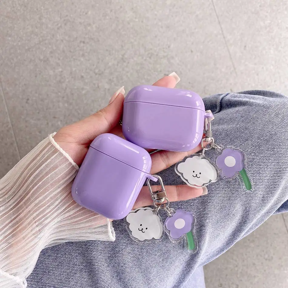 

For Airpods case Purple tulip flower cover cute airpods Pro / airpod 3 / AirPods 2 Protect Silicone TPU headphone Case air pod 3