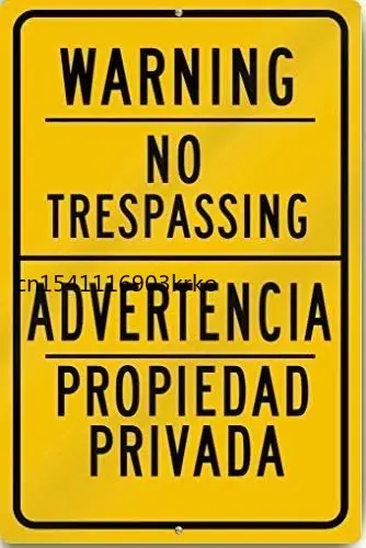 

New Metal Sign Aluminum Sign Warning No Trespassing Spanish/English Sign for Outdoor & Indoor 12" x 8"