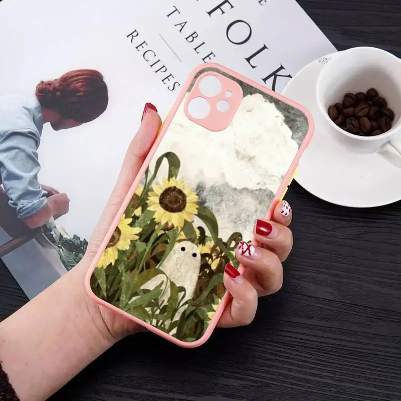 Cute Ghost Phone Case for iPhone 14 11 12 13 Mini Pro Max 8 7 Plus X XR XS MAX Translucent Matte Cover