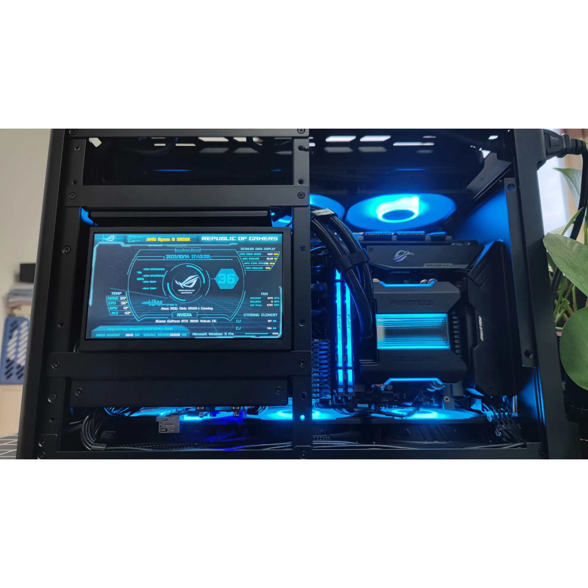 1024*600 IPS HD 7-дюймовый экран с мониторингом температуры вторичный для настольного