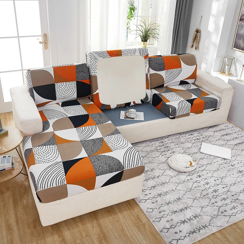 1/2/3/4 Seater Sofa Cushion Cover Geometric Seat Printed Elastic Half Pack Couch Stretch Slipcover Funiture Protector |
