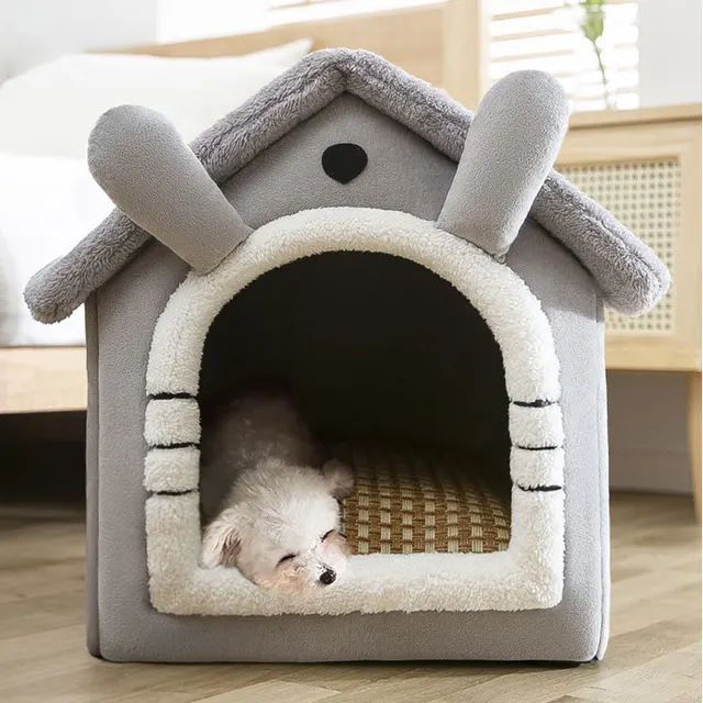 Faltbare Hundehütte Zwinger Bett matte für kleine mittelgroße Hunde Katzen Winter warmes Katzen bett Nest Haustier produkte Korb Haustiere Welpen Höhle Sofa 3