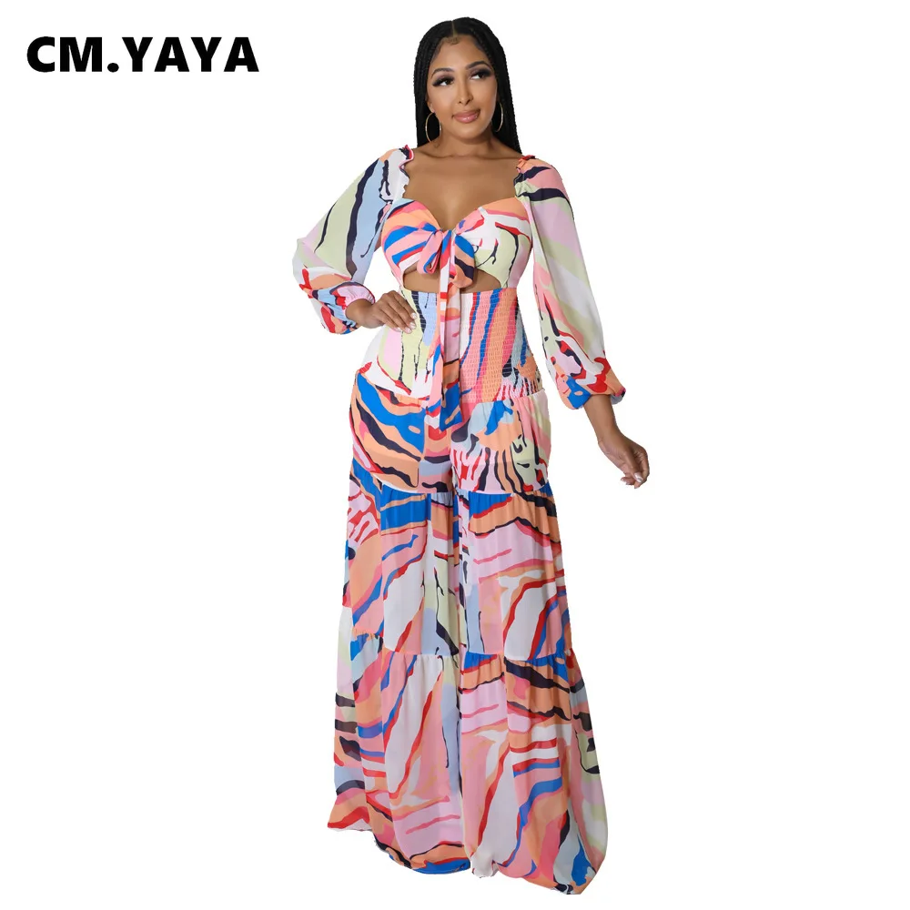 

Комбинезон Aya Женский, в полоску, с бантом, V-образным вырезом, широкие штанины, свободный, 2022 вечерние большого размера, элегантный