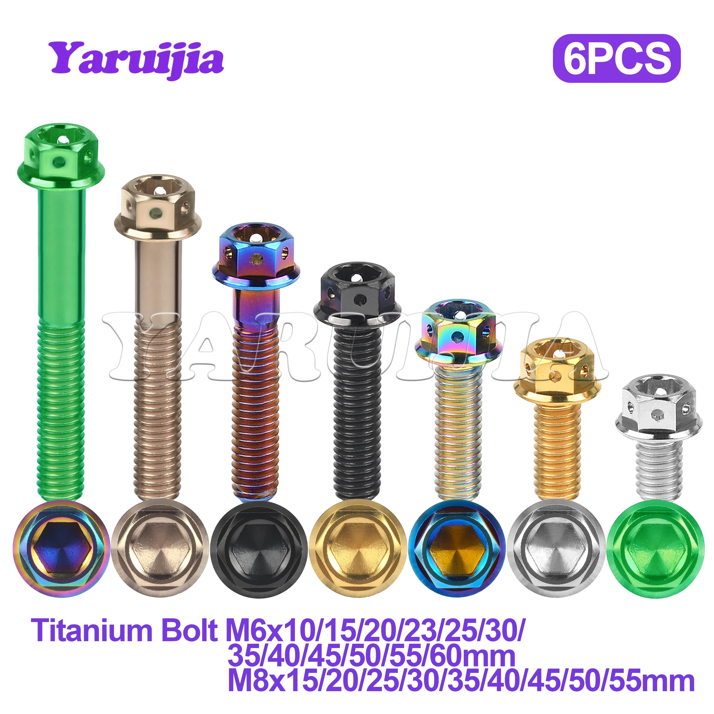 

Титановый болт Yaruijia M6/M8x10/15/20/25/30/35/40/45/50/55/60 мм, винты с шестигранной фланцевой головкой для мотоцикла, крепежные детали