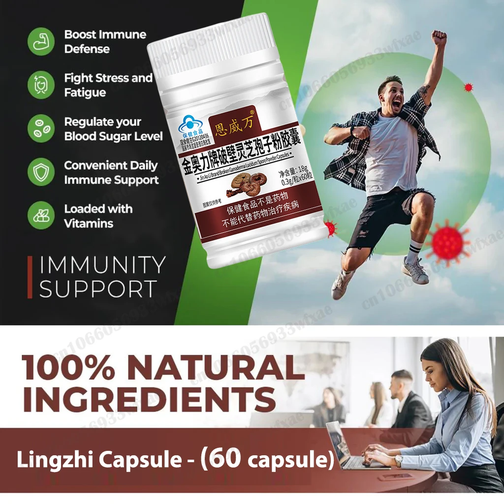 

Reishi Mushroom Extract Pills Strengthens Immune System Support Booster Detoxifies Body Premature Aging Capsules Supplements