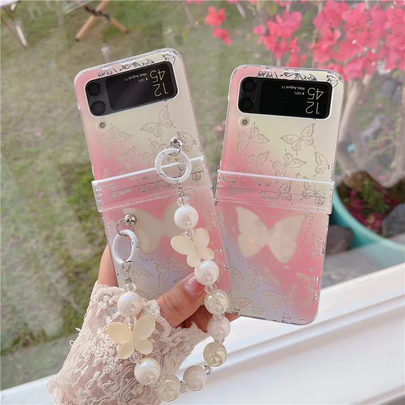 

Gradient Color Hollow Butterfly Phone Case for Samsung Galaxy Z Flip 3 Z Flip 4 Hard PC Back Cover for ZFlip3 ZFlip4 Case Shell