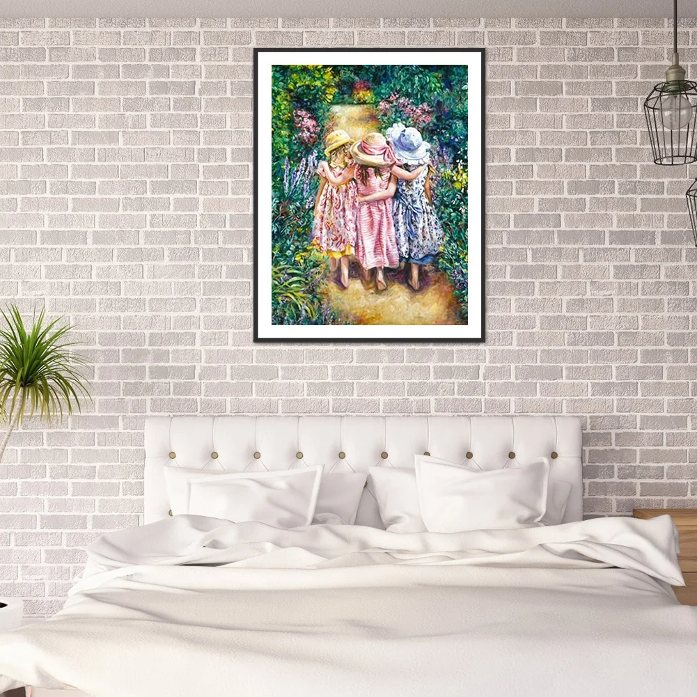 Мозаика 5D сделай сам набор для рисования из круглых страз сада и девушек