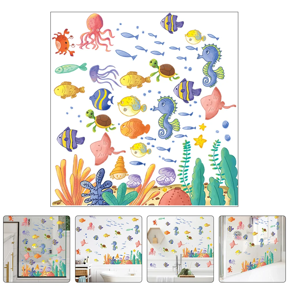 

2 Sets of Background Stickers Underwater World Decals Ocean Wall Stickers Removable Wall Decals DIY Wall Decals