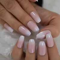 pink ombre fake nails coffin shape medium size ladies fingernails natural french faux ongles 24 ct