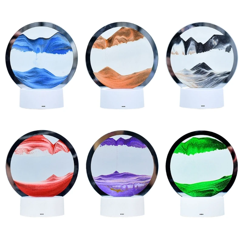 

3D Moving Sand Art 360°Rotating Hourglass Decoration Creative Sand Art Liquid Motion Living Room Bedroom Table Lamp