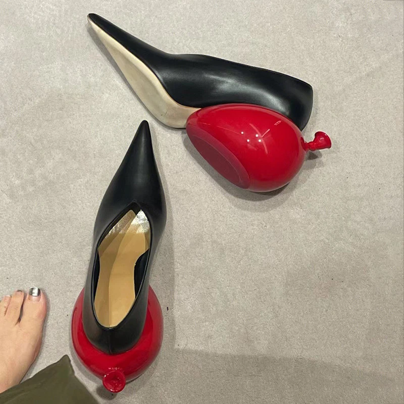 Designer Balloon Heel Women Pumps Sexy Pointed Toe Strange High Heels Party Dress Shoe 2023 New Wedges Valentine Shoes