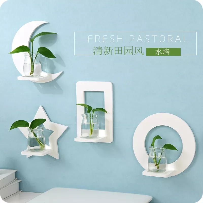 

NEW2022 Creative Wall Decorative Shelf Household Wall Water Culture Vase Flower Stand Wall Potted Storage Rack(not include bottl