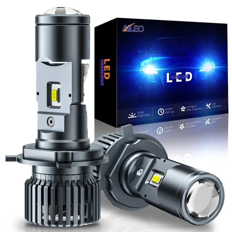 

AILEO Canbus LED H4 Projector LED Lights For Car Mini Lens HI/LO Beam 6000K Super Bright LHD RHD 64000LM 110W Automobles Bulb