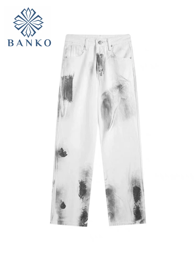 Винтажные прямые джинсы с высокой талией брюки для женщин уличная одежда