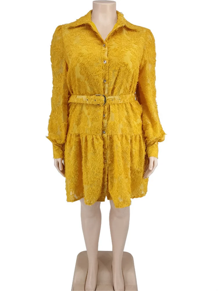 Plus Size Dresses for Women Long Sleeve Button Floral Printed Elegant Midi Shirt Dress Wholesale Drops 3xl 4xl 5xl 6xl