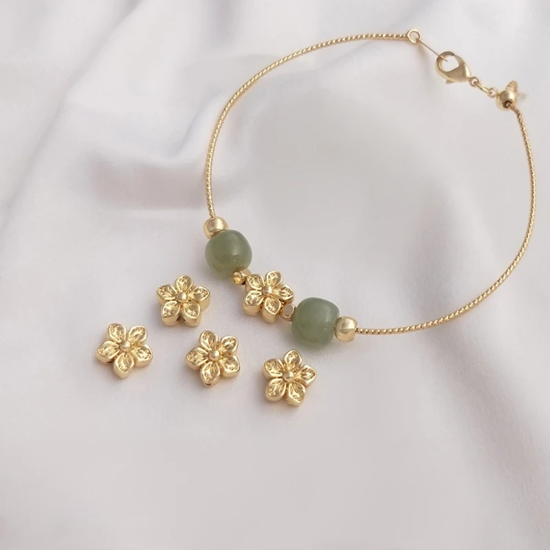 

6 шт., позолоченные бусины с пятью листьями, 8,5 мм