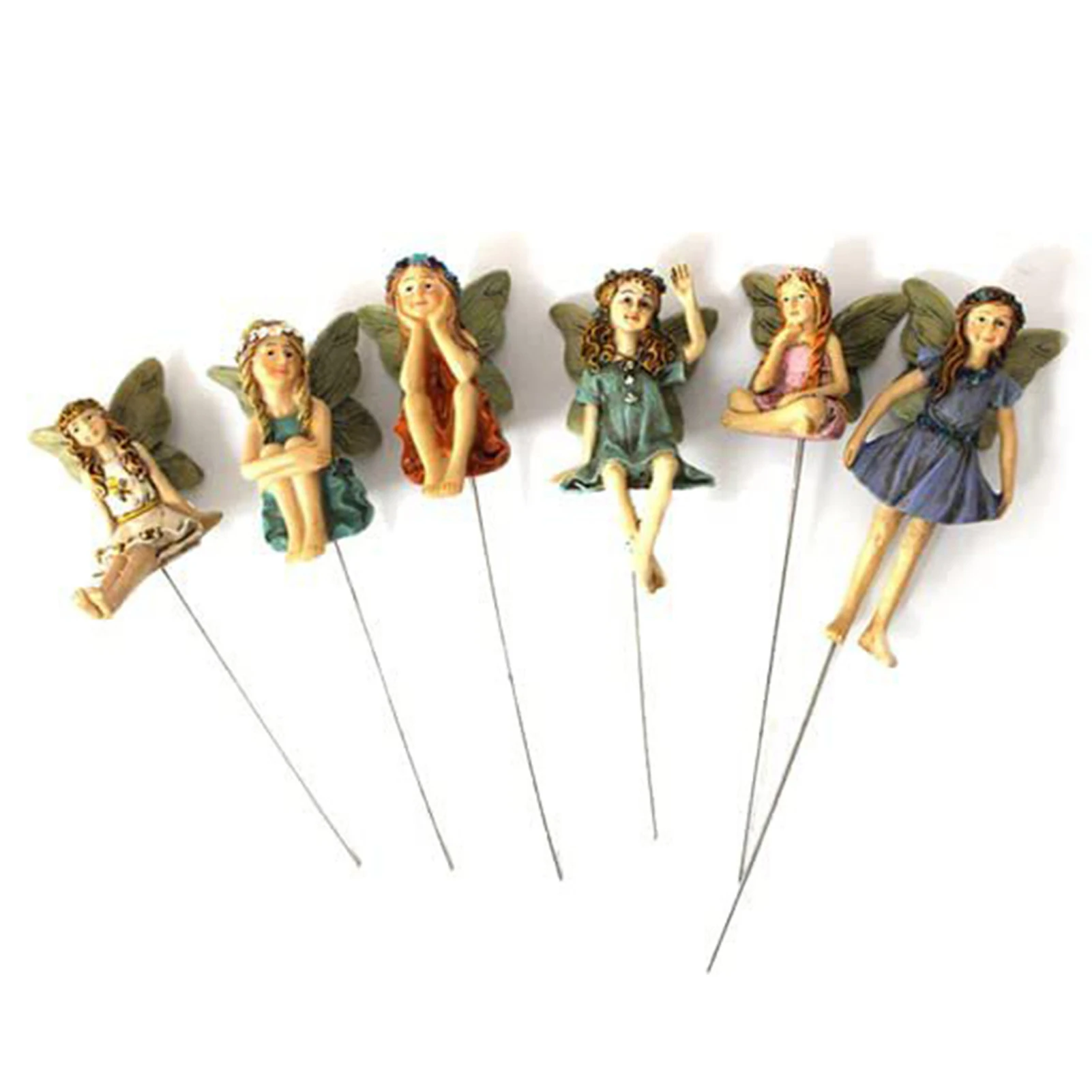 

6pcs Miniature Fairies Figurines Bright Color Resin Flower Pot Mini Figurines for Garden Yard Lawn Patio Gate