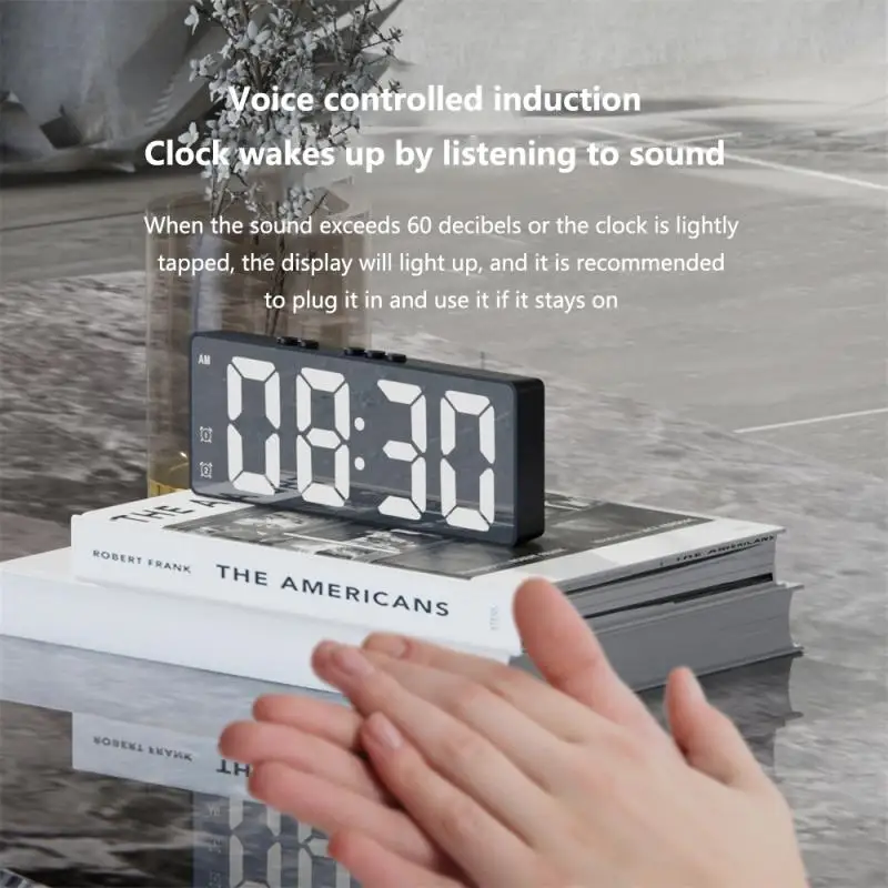 Sleek Design Student Clock Nightstand Clock Led Alarm Clock Temperature Display Energy-saving Modern