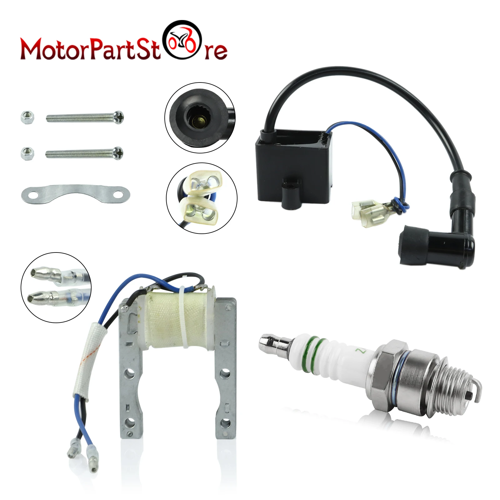 Магнитная катушка зажигания статора CDI комплект свечей для 49cc 50cc 60cc 66cc 80cc
