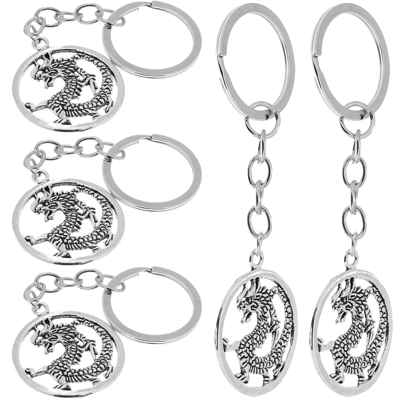 

5 Pcs Keychain Lovely Dragon Pendants Decorate Ring Alloy Shaped Keychains Gift