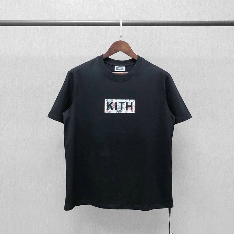 

Футболка Kith с цветочным принтом для мужчин и женщин, повседневная тенниска из хлопка, оверсайз с короткими рукавами, 1:1