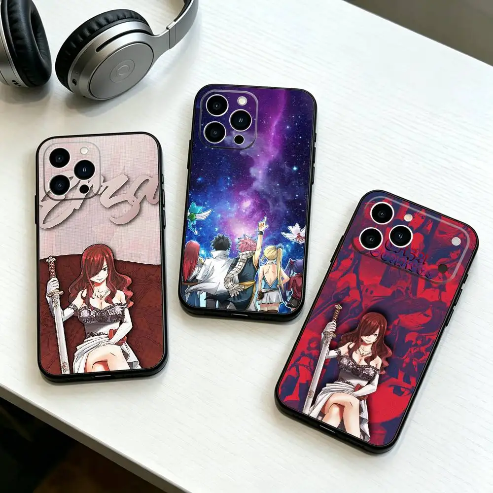 Фото Чехол для телефона Fairy Tail Erza A-Anime для iPhone 17, 16, 15, 14, 13, 12, 11 Plus, Pro Max и других моделей, мягкий черный чехол, подарок №1