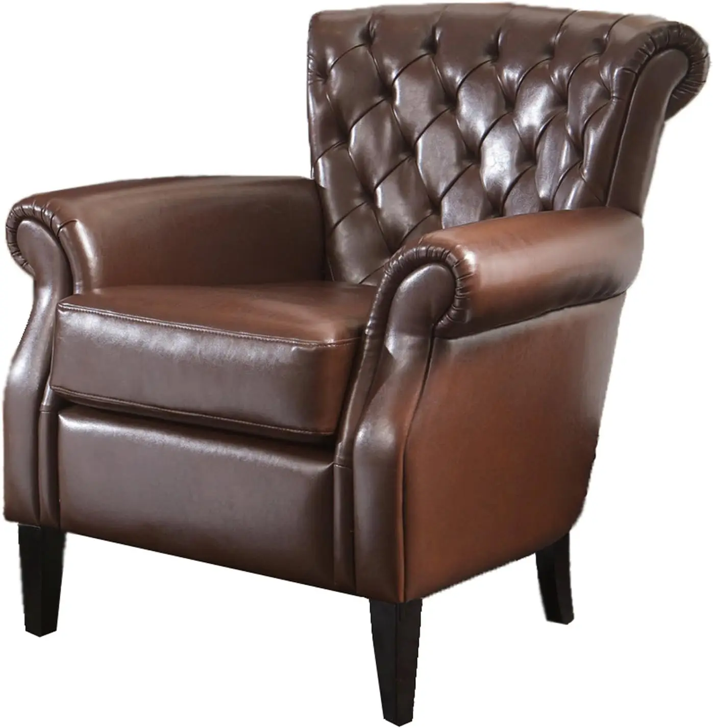 

Tufted Bonded Leather Club Chair, Brown