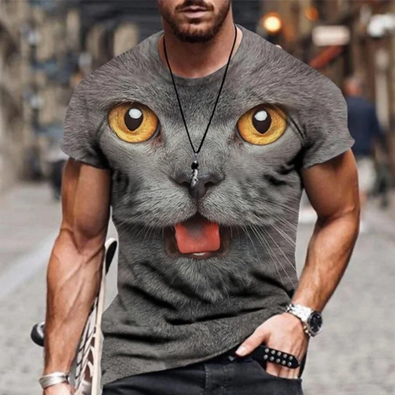 

Pet Cat Graphic 3D Full Print T-shirt With Cat Men Clothing Summer Short Sleeve Casual Oversized Tees Fashion Tops Street Wear