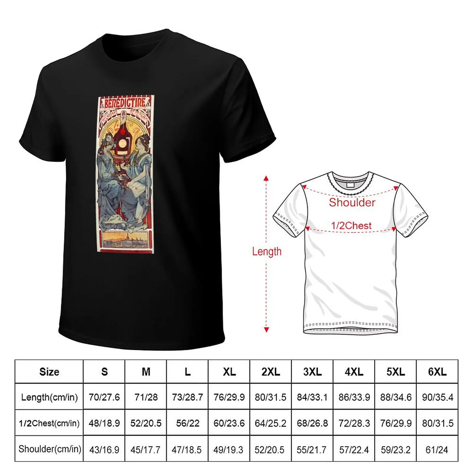 Фото Футболка BENEDICTINE LIQUEUR Alphonse Mucha, мягкая, повседневная, с коротким рукавом, из хлопка. №2