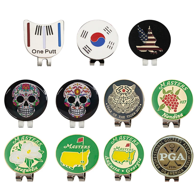 Marker Golf Hat Clip Magnetic Metal Pack 6pcs Eagle Flower Skull Green Mark Golf Ball Removable Clips Golf Accessories