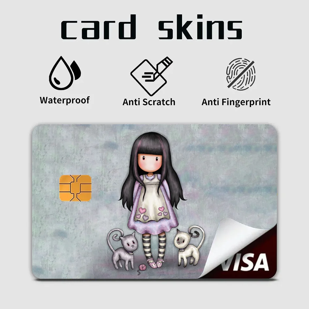 

S-Santoro G-Gorjuss художественные наклейки на банковские кредитные карты наклейки Metro-Card кожаный чехол водостойкий съемный дебетовый чехол наклейка