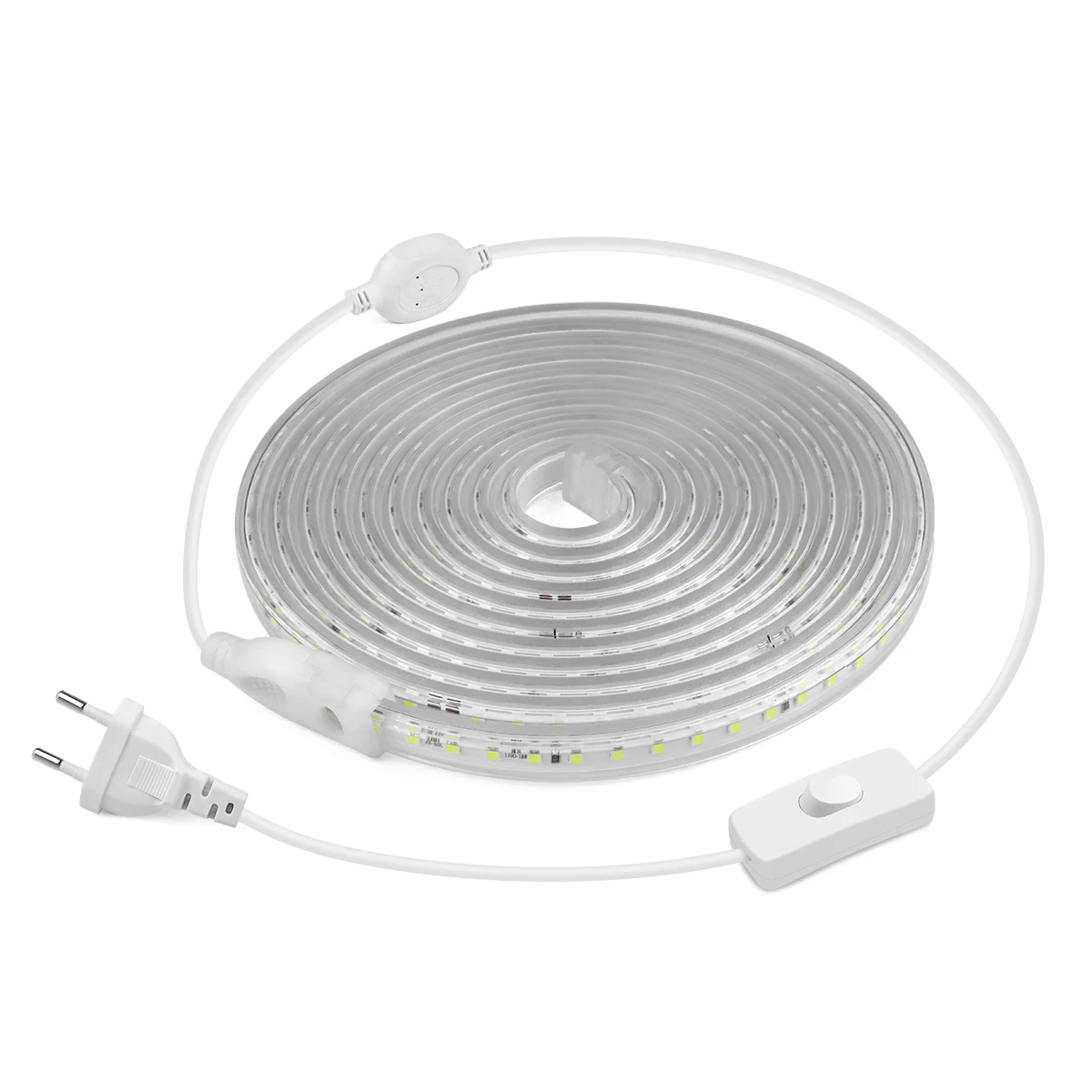 

Lcamaw Светодиодная лента 120LED/м Белая водонепроницаемая 220В/110В с выключателем