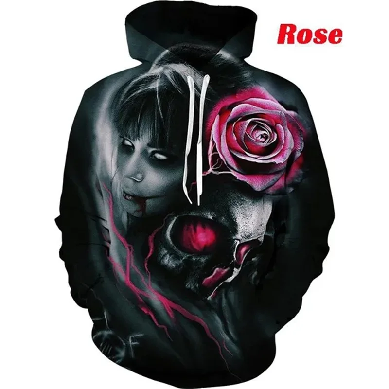 

Guns Roses Goth Skull Graphic Hoodie Men Clothing 3D Printed Horror Skeleton Hoodies Women Fashion Streetwear y2k Pullover Hoody