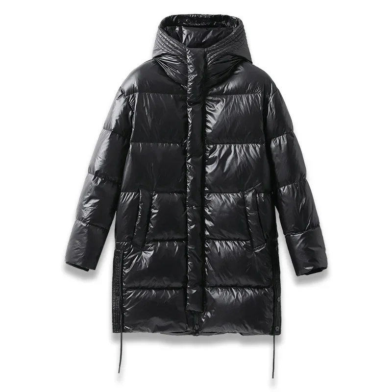 Роскошная зимняя мужская одежда YEAE черная пуховая куртка толстый теплый средний