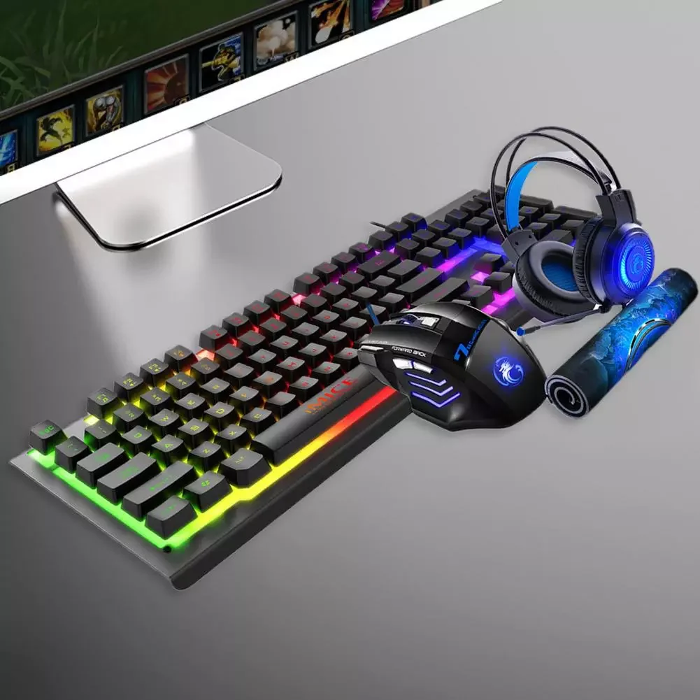 

4Pcs/Set Fashion RGB Backlight USB Mouse Pad Headset Kit for Office