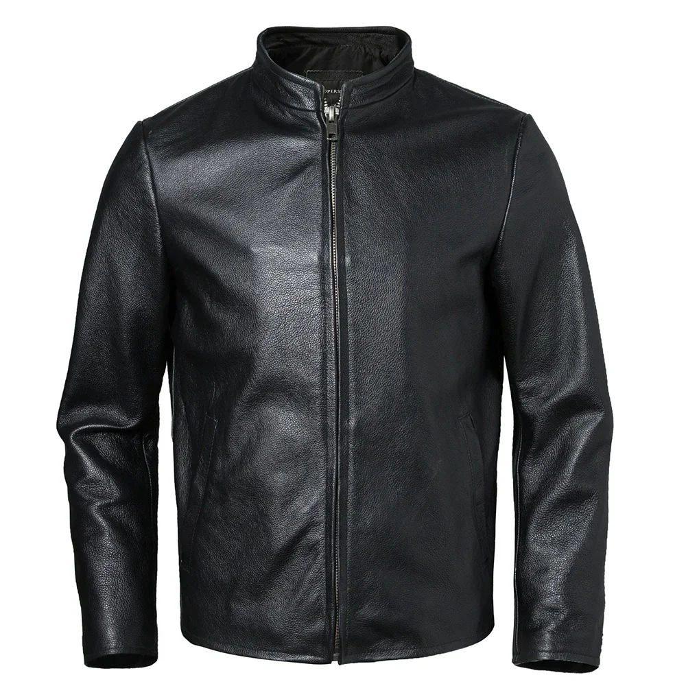 Мужская куртка из 100% натуральной воловьей кожи осенняя и весенняя одежда