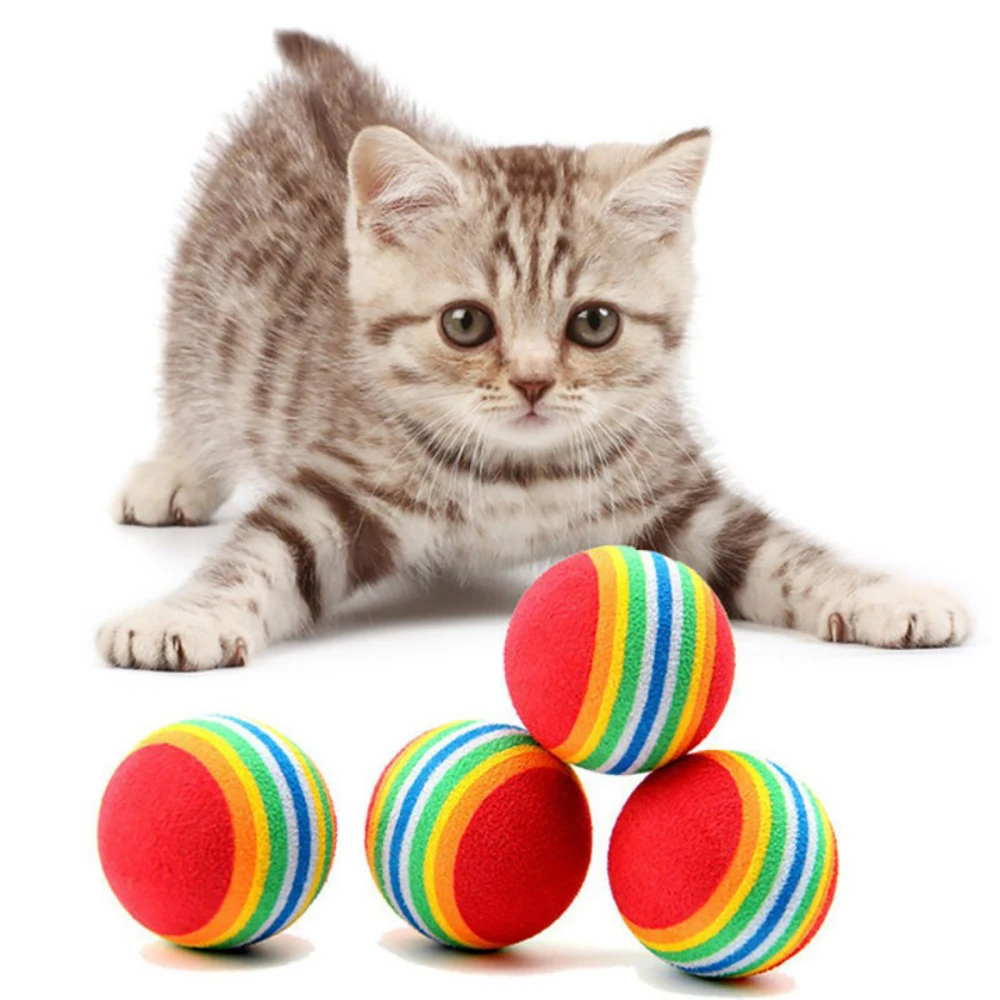 

10pcs EVA Foam Balls Pet Dog Cat Toy Ball Soft Rainbow Balls Playing Chewing Rattle Scratch Training Rubber Toy Interactive Toys