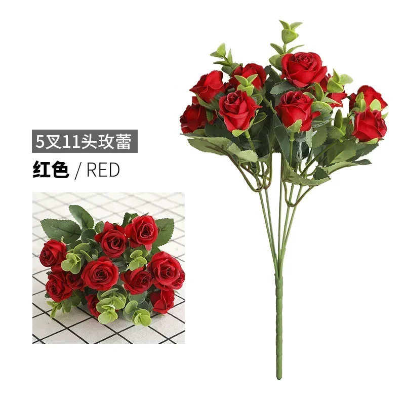 

Искусственные розы гортензии шелк 5 вилок