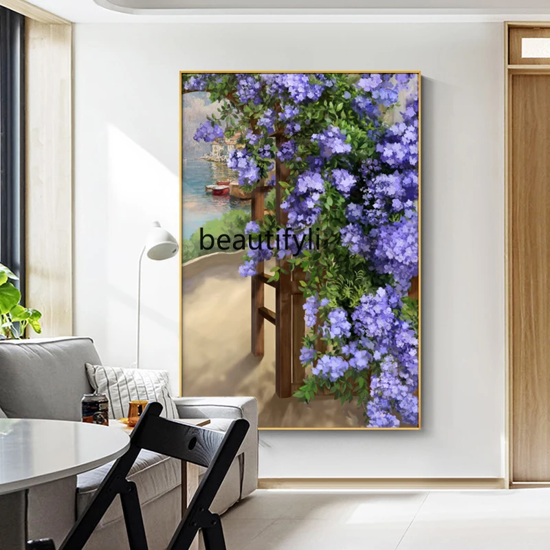 

yj Purple East living room hanging painting modern light luxury sofa background wall decoration painting floor painting