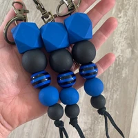 new design thin blue line keychain leo wife police officer bead keyring gift bag backpack accessories 2022 valentines day