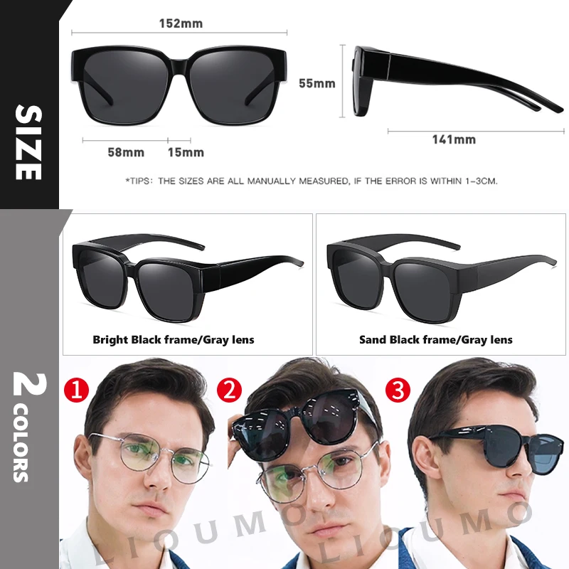 LIOUMO 2022 New Design Men Polarized Sunglasses Cover Over The Prescription Myopia Glasses Women UV400 Eyewear brillen dames