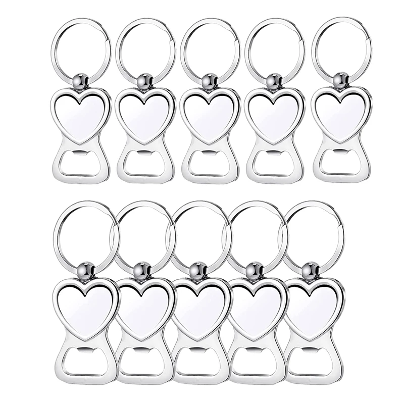 

10 Pcs Sublimation Blank Keychain Sublimation Metal Bottle Opener Blank Key Ring Aluminum Heat Transfer Keychain
