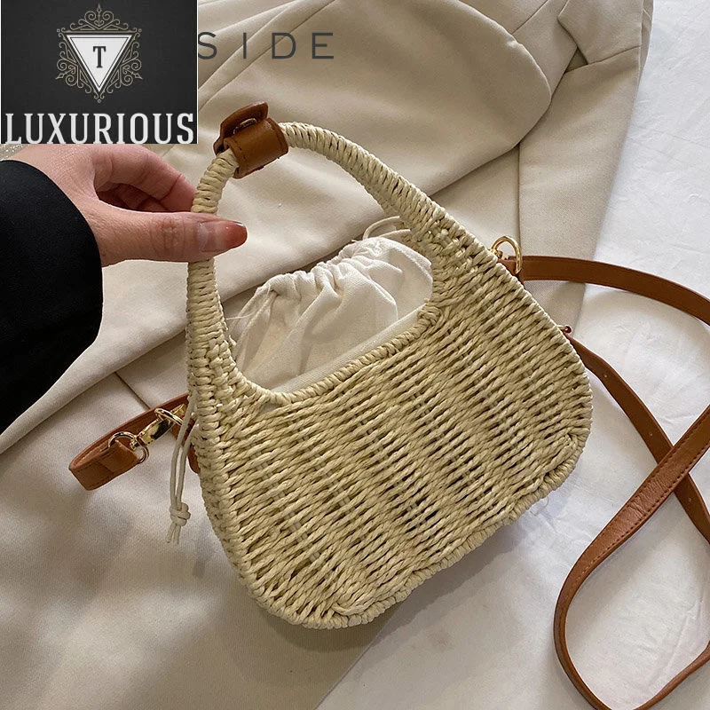 

Bohemia Women Short Handle Tote 2023 Summer Travel Beach Crossbody s Handmade Lady Straw Bag Handbags