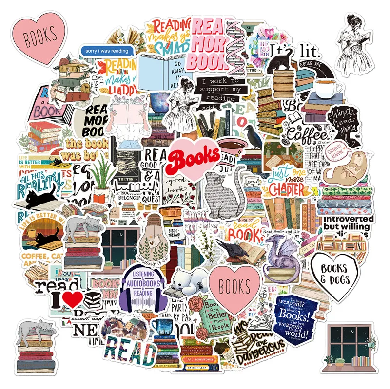 

50/100 Pcs Book Stickers Reading Stickers Bookish Book Stickers for MacBook Computers Library Stickers for Reading Lovers Teens