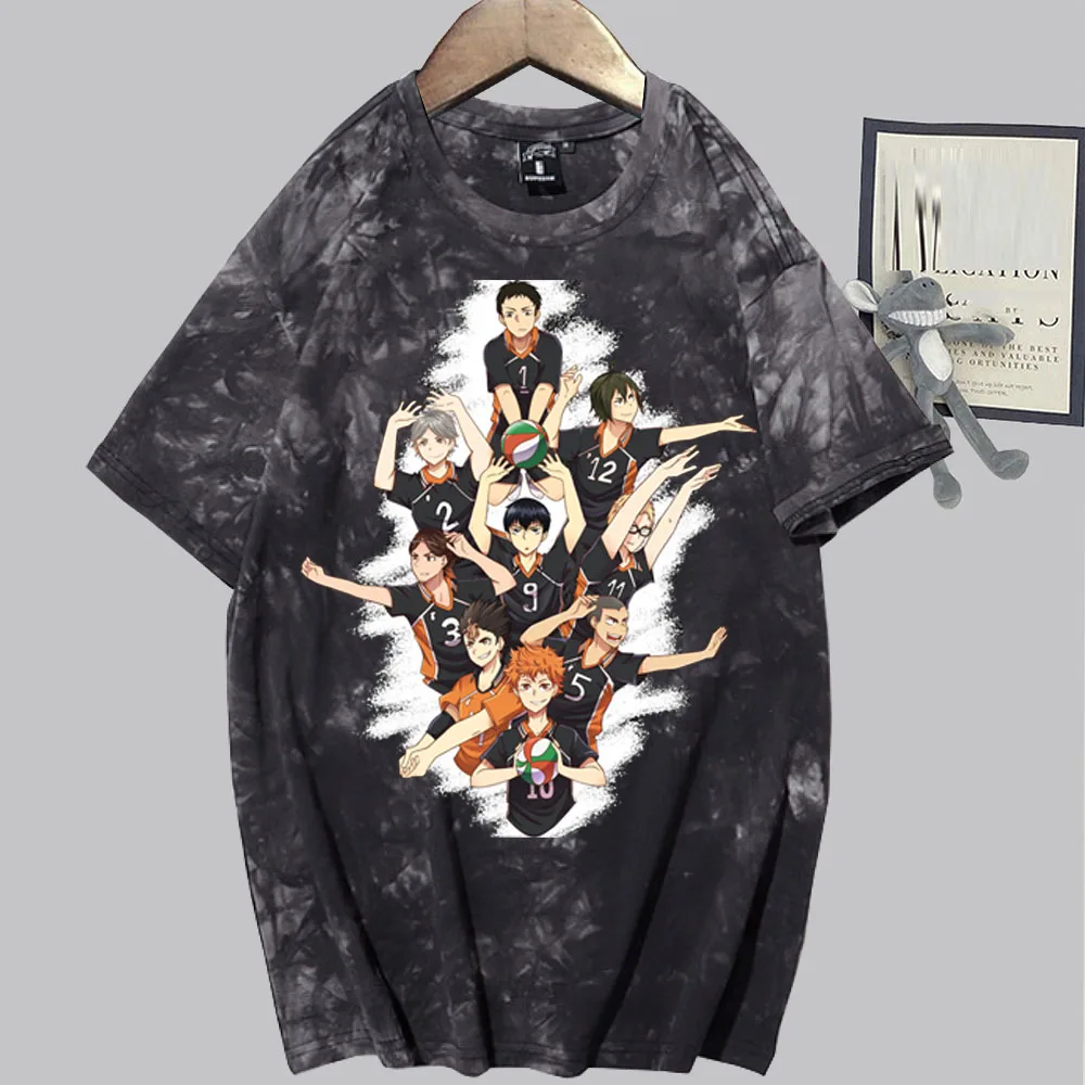 

Hot Anime Haikyuu Shirts Man Woman Round Neck Short Sleeve Tie Dye T-Shirt