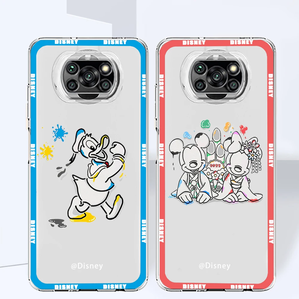 

Mickey Minnie Donald Duck Phone Case For Xiaomi Mi Poco X4 X3 X2 NFC F4 F3 F2 F1 GT M4 M3 M2 Pro C40 C3 Transparent TPU Cover